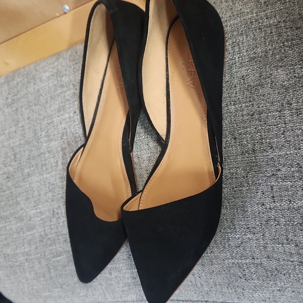 J. Crew D'orsay Suede Black Pointed Toe Flats Size 8 - Picture 5 of 6
